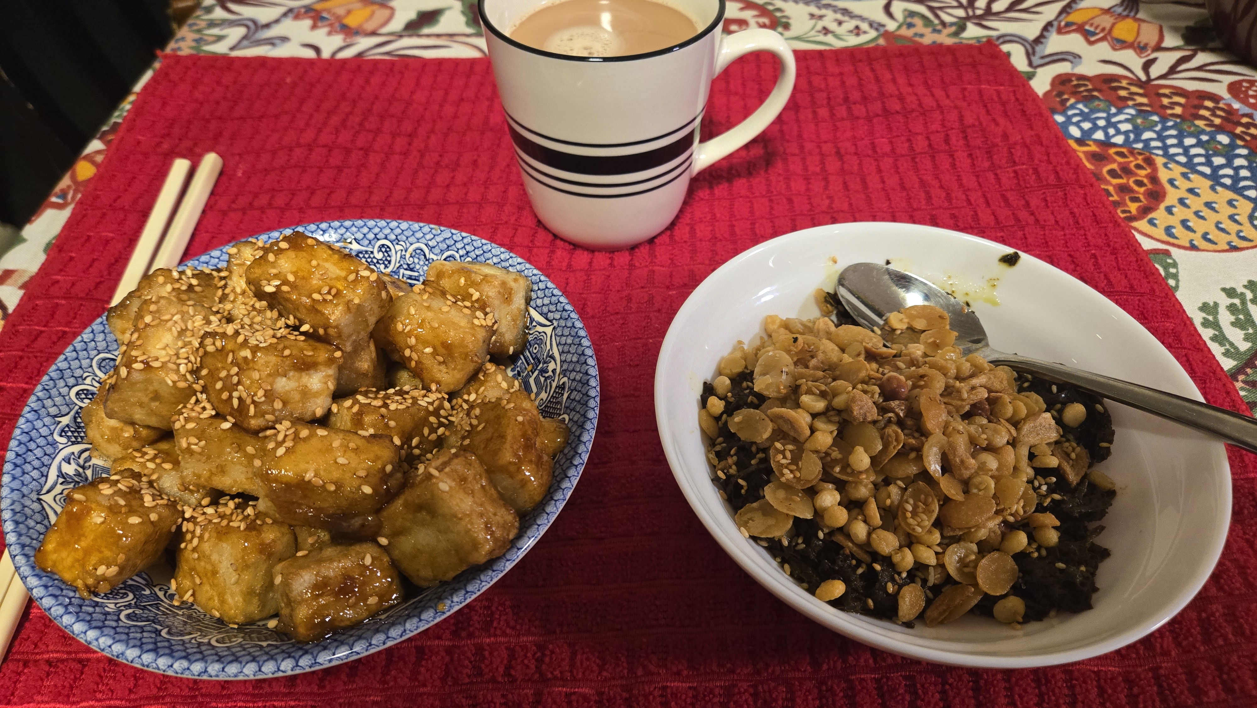 soy garlic tofu w/ laphet thoke