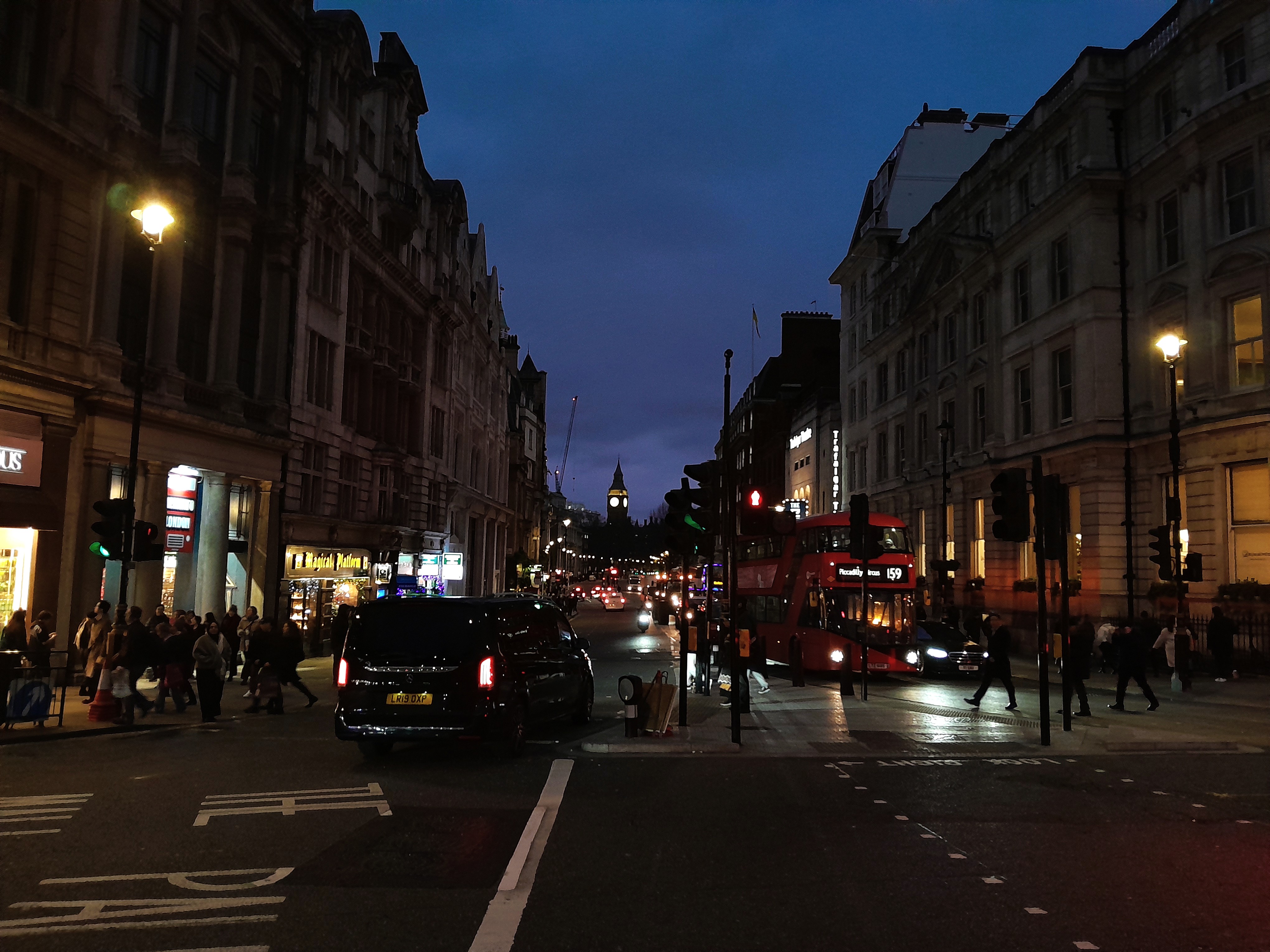 massive mohammed looming in the distance. whitehall, immediately south of trafalgar sq, london. 2024